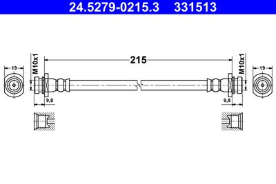 Тормозной шланг ATE 24.5279-0215.3 для CHEVROLET SPARK