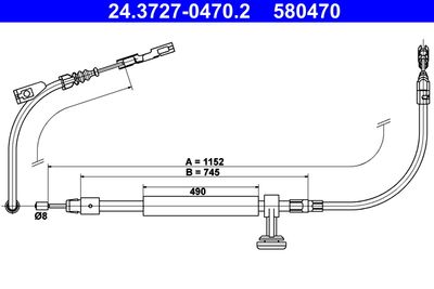 Тросик, cтояночный тормоз ATE 24.3727-0470.2 для MERCEDES-BENZ C-CLASS