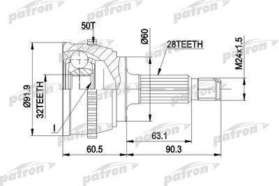 PATRON PCV1284 ШРУС  для ROVER 600 (Ровер 600)