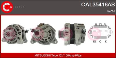 CASCO CAL35416AS Генератор  для MAZDA 6 универсал (GJ, GL) 2.2 D