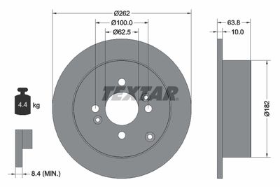 Тормозной диск TEXTAR 92161303 для KIA RIO