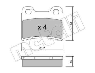 комплект спирачно феродо, дискови спирачки METELLI 22-0535-0