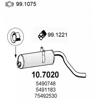 Глушитель выхлопных газов конечный ASSO 10.7020 для CITROËN CX