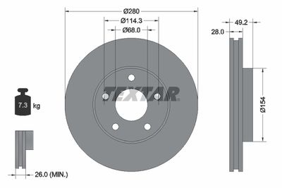 Тормозной диск TEXTAR 92109403 для NISSAN PRIMERA
