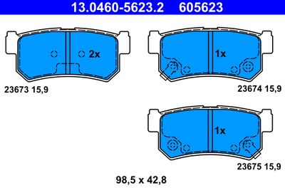 Комплект тормозных колодок, дисковый тормоз ATE 13.0460-5623.2 для DAEWOO REXTON