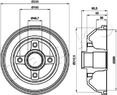 JAPKO 560408 Тормозной барабан для OPEL CORSA C (X01) 1.7 CDTI (F08, F68) JAPKO 560408 Тормозной барабан для OPEL CORSA C (X01) 1.7 CDTI (F08, F68)