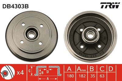 Тормозной барабан TRW DB4303B для SUZUKI ALTO