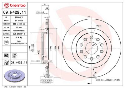 Brake disc Achter past: JEEP GRAND CHEROKEE L V 2.0H 05.21-