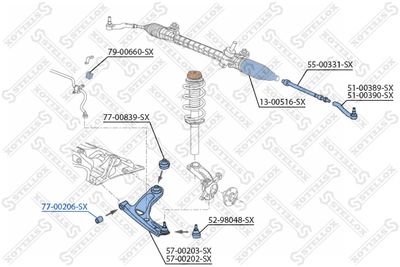 Подвеска, рычаг независимой подвески колеса STELLOX 77-00206-SX для CITROËN C1