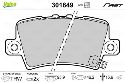 Brake Pad Set, disc brake 301849