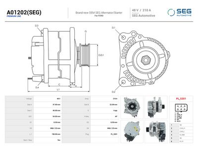 AS-PL - Alternátor FORD , A01202(SEG)