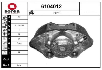 STARTCAR 6104012 Тормозной суппорт для OPEL KADETT E Фургон/универсал (T85) 1.6 i (C70, D70)