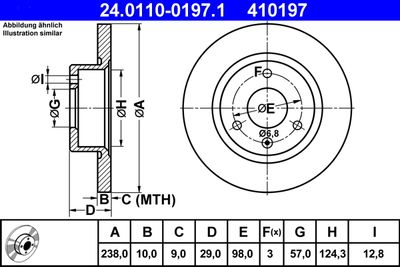 Тормозной диск ATE 24.0110-0197.1 для CITROËN AX