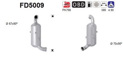 Filtr sazových částic, výfukový systém AS FD5009