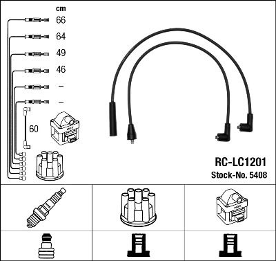Комплект проводов зажигания NGK 5408 для LANCIA THEMA