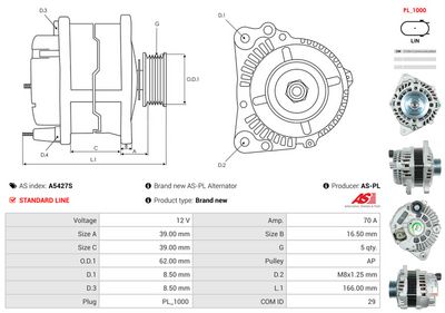 GENERATOR / ALTERNATOR AS-PL A5427S 4