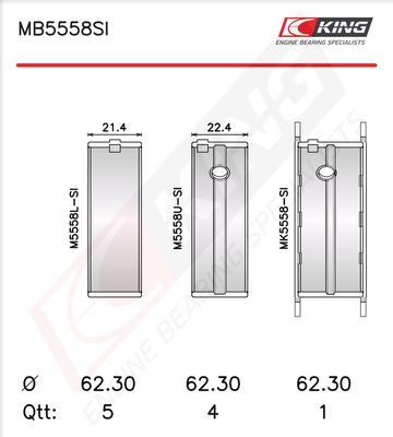 Kampiakselin laakerisarja KING MB5558SI