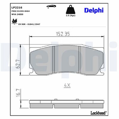 BREMSBELAGSATZ SCHEIBENBREMSE DELPHI LP2216