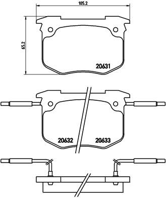Комплект тормозных колодок, дисковый тормоз BREMBO P 68 011 для PEUGEOT 604