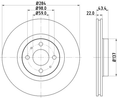 Тормозной диск HELLA 8DD 355 102-391 для FIAT IDEA