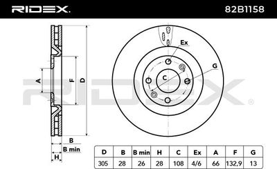 спирачен диск RIDEX 82B1158
