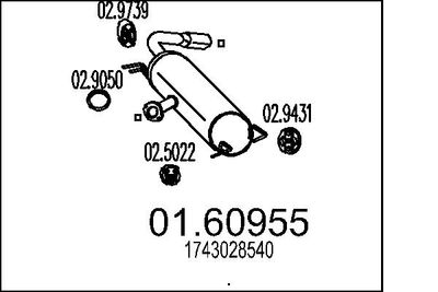 Глушитель выхлопных газов конечный MTS 01.60955 для TOYOTA RAV 4