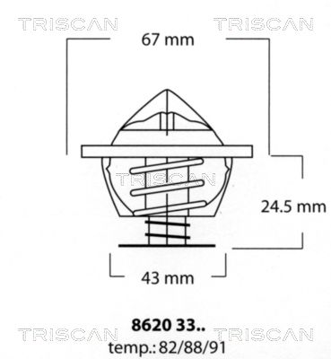 Термостат, охлаждающая жидкость TRISCAN 8620 3382 для VOLVO 260