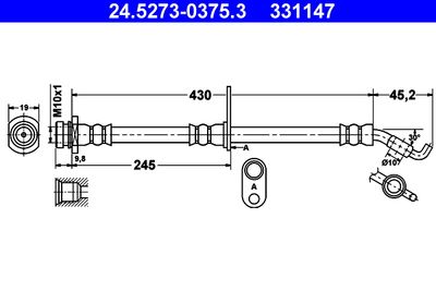 Тормозной шланг ATE 24.5273-0375.3 для FIAT SEDICI