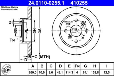 Тормозной диск ATE 24.0110-0255.1 для HONDA LEGEND