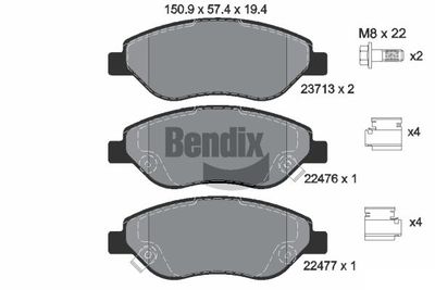 Комплект тормозных колодок, дисковый тормоз BENDIX Braking BPD1203 для FIAT TIPO