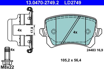 Brake Pad Set, disc brake 13.0470-2749.2