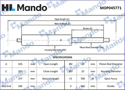 AMORTIZOR PORTBAGAJ MANDO MOP045771