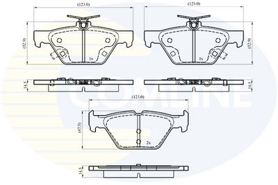 комплект спирачно феродо, дискови спирачки COMLINE CBP33651