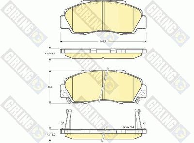 Комплект тормозных колодок, дисковый тормоз GIRLING 6131969 для ACURA NSX