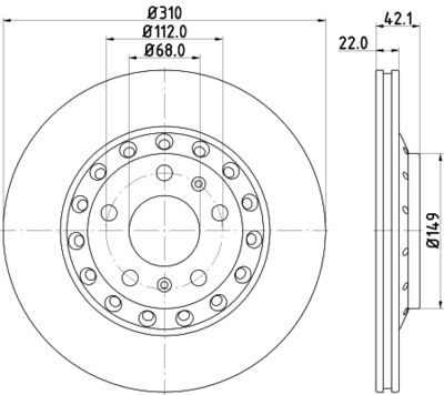 Тормозной диск HELLA 8DD 355 128-651 для AUDI A8
