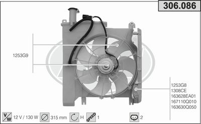 AHE 306.086 Вентилятор системы охлаждения двигателя  для PEUGEOT  (Пежо 108)