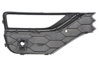 Voorbumper afdekking Voor Links (met verchroomde stipe, met mistlampgaten, plastic, zwart) past: VW AMAROK 2H 05.16-05.22