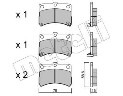 Комплект тормозных колодок, дисковый тормоз METELLI 22-0459-0 для DAIHATSU CUORE