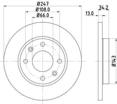Тормозной диск HELLA 8DD 355 106-191 для PEUGEOT 206+