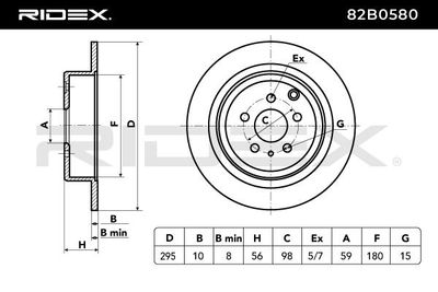 спирачен диск RIDEX 82B0580