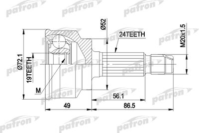 Шарнирный комплект, приводной вал PATRON PCV1171 для KIA PRIDE