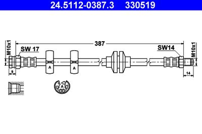 Тормозной шланг ATE 24.5112-0387.3 для FIAT BRAVO