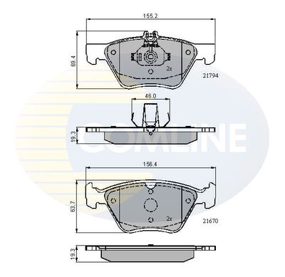 Комплект тормозных колодок, дисковый тормоз COMLINE CBP0913 для CHRYSLER CROSSFIRE