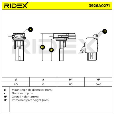 въздухомер-измерител на масата на въздуха RIDEX 3926A0271