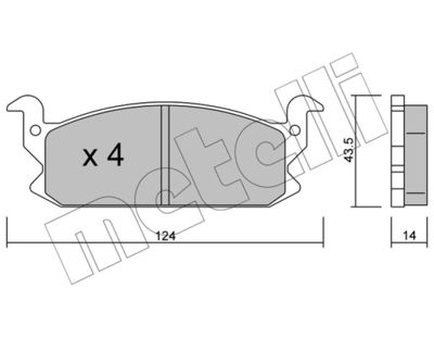 Комплект тормозных колодок, дисковый тормоз METELLI 22-0380-0 для DAIHATSU CHARADE
