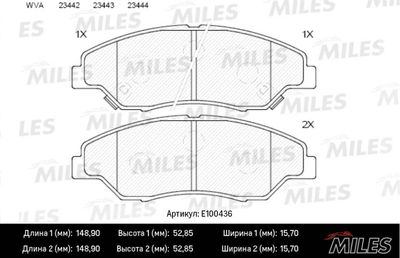 Комплект тормозных колодок, дисковый тормоз MILES E100436 для KIA RETONA