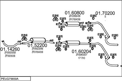 Układ wydechowy MTS PEUG79850A008230