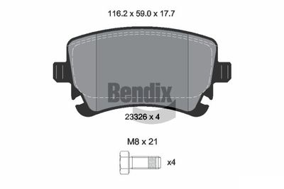 Комплект тормозных колодок, дисковый тормоз BENDIX Braking BPD1622 для BENTLEY CONTINENTAL