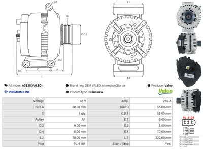 GENERATOR / ALTERNATOR AS-PL A3825VALEO 4