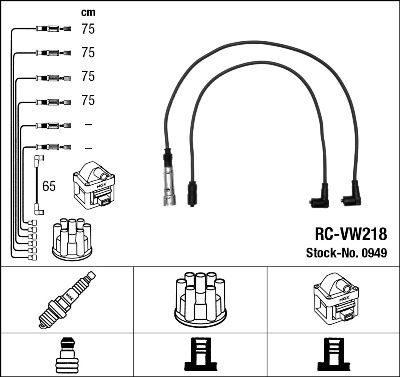 Комплект проводов зажигания NGK 0949 для SEAT LEON